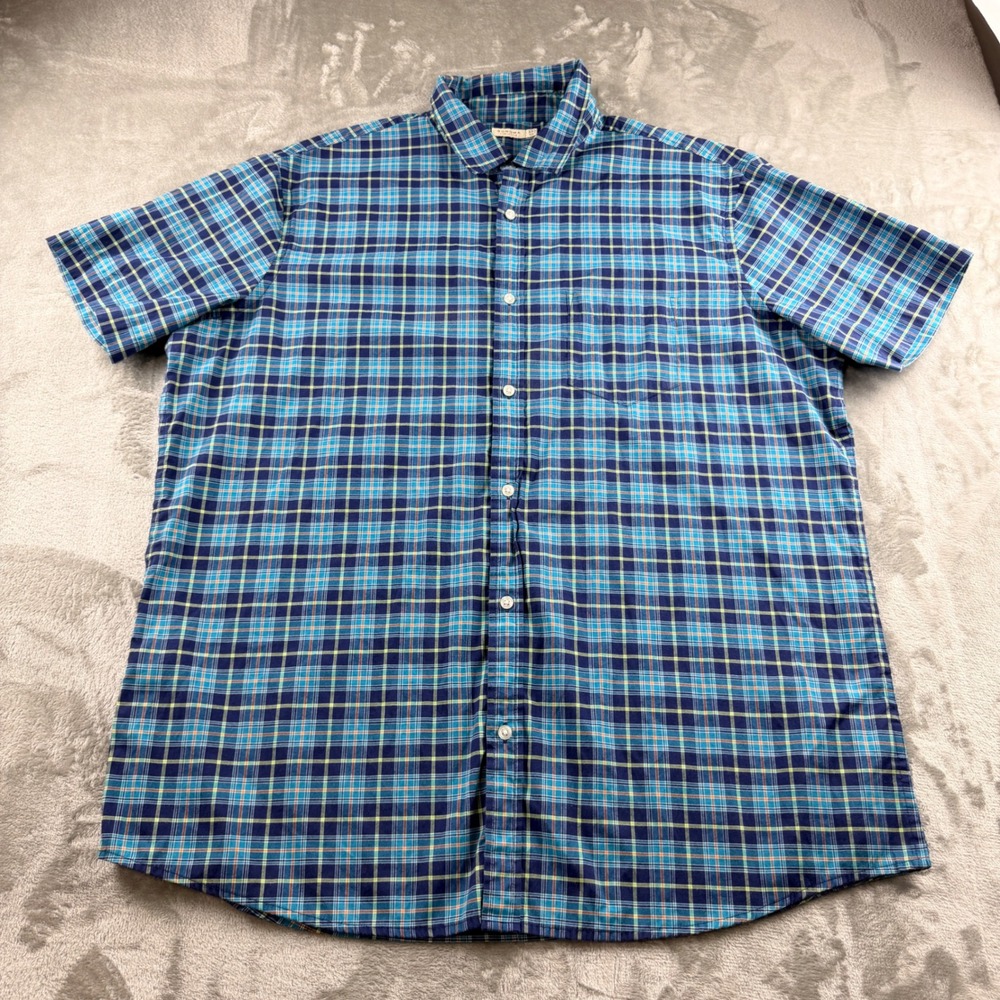 Sonoma‎ Life + Style Men's XXL Blue Plaid Short Sleeve Button Up Shirt